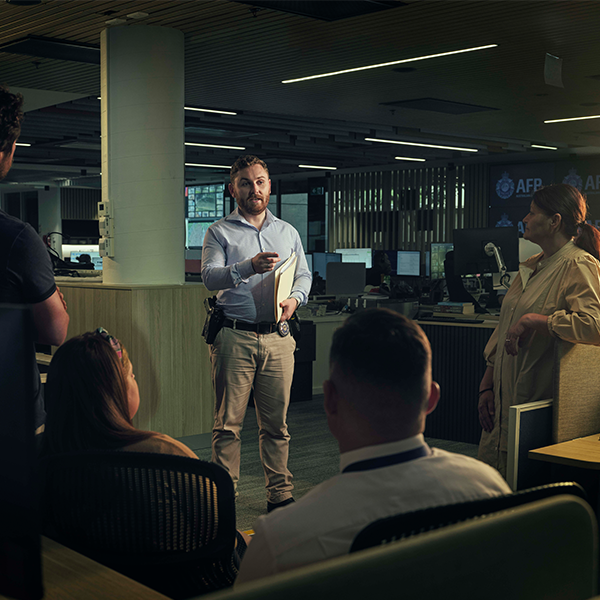 Workers brainstorming in office