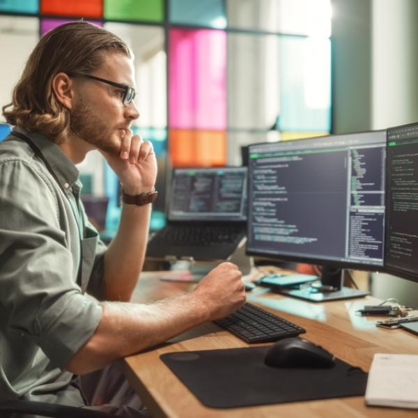 Male and female technical intelligence analysts